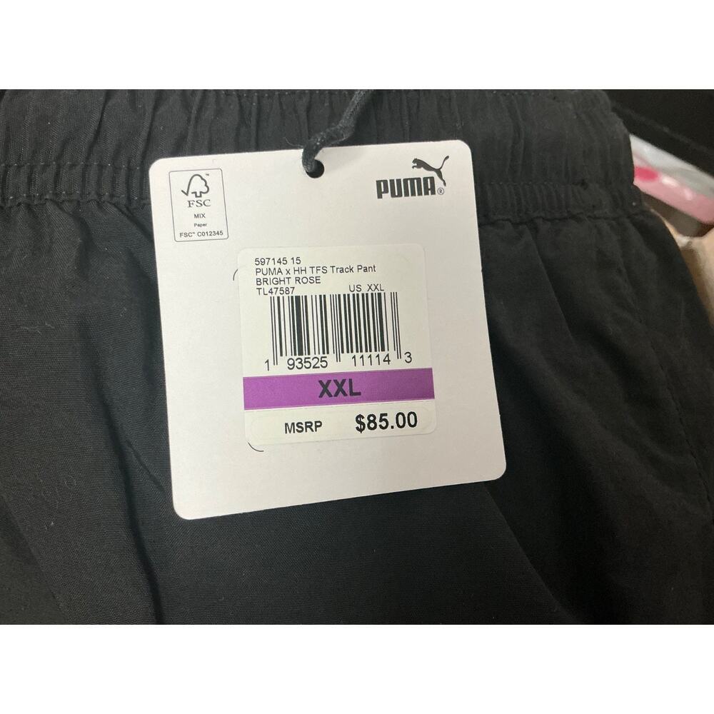 Puma Helly Hansen MENS SIZE 2XL ATHLETIC PANTS BLACK PINK ACCENT DRAWSTRING - Picture 3 of 3